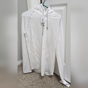 Buckle Marled Henley Hoodie White L